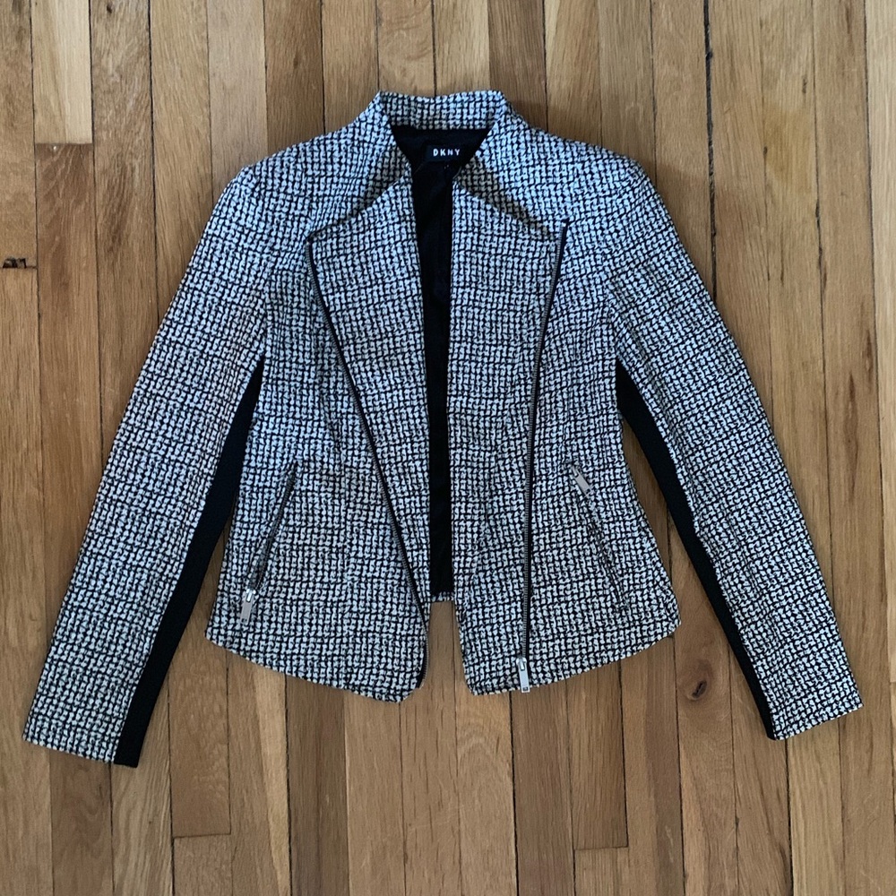DKNY Asymmetrical Black and White jacket NWT